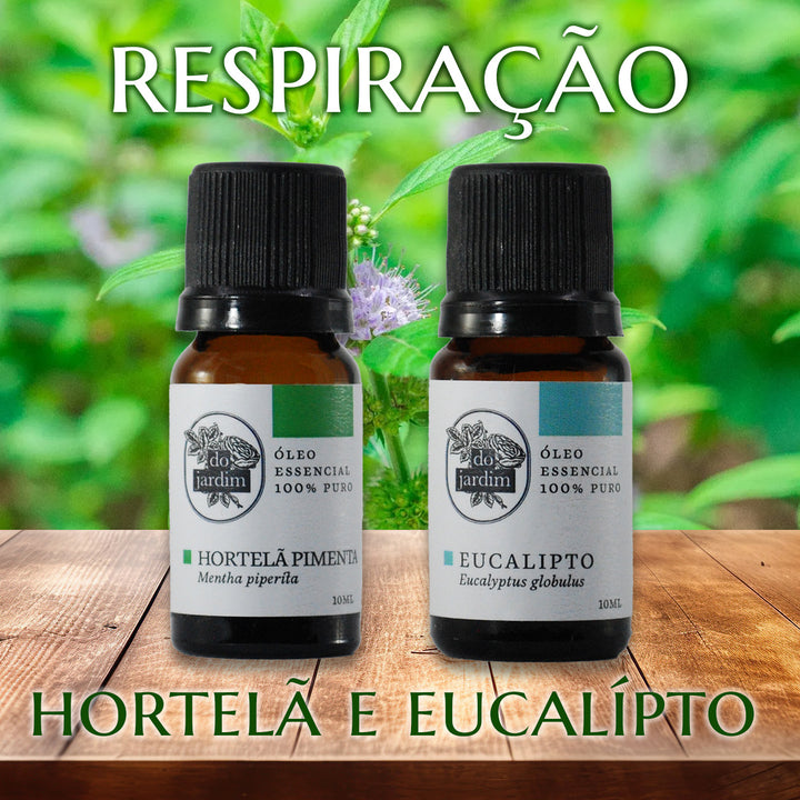 Kit Respiração Hortelã e Eucalípto Óleos Essenciais 100% Puros DoJardim